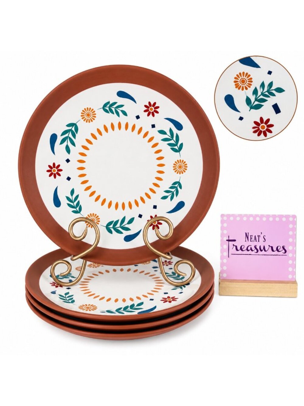 Mesa Mia CHAPALA by Jenny Martinez Mexican Style Stoneware Dinner Plates Set 4